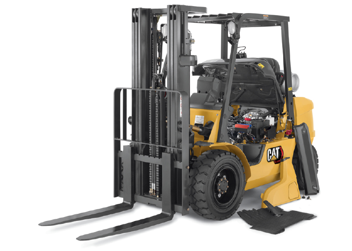 CAT Forklift with its Motor Covor Lifted