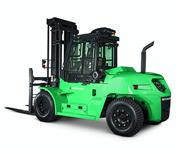 Profile View of a Heavy Duty FD Series Mitsubishi Forklift