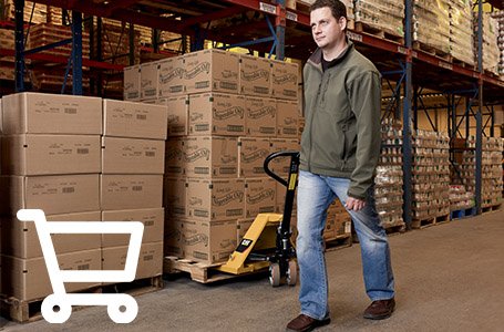 Woman pulling pallet jack