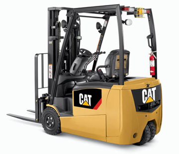 Sideview of a Cat 3 Wheel Electric Counterbalanced Forklift