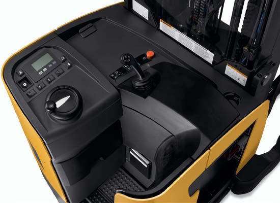 Operator control panel in Cat pantograph reach truck