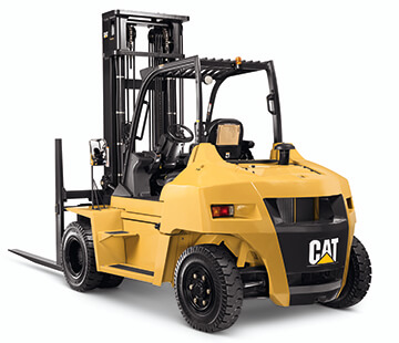 Rear Side View of a Large Cat IC Pneumatic Tire Forklift