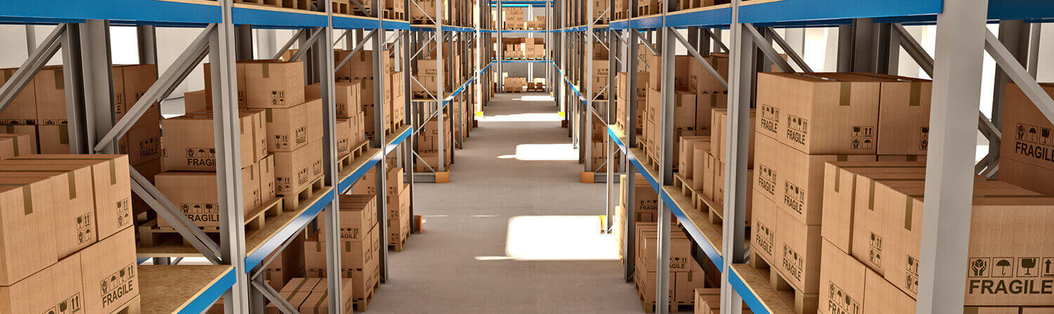 Tall warehouse shelves