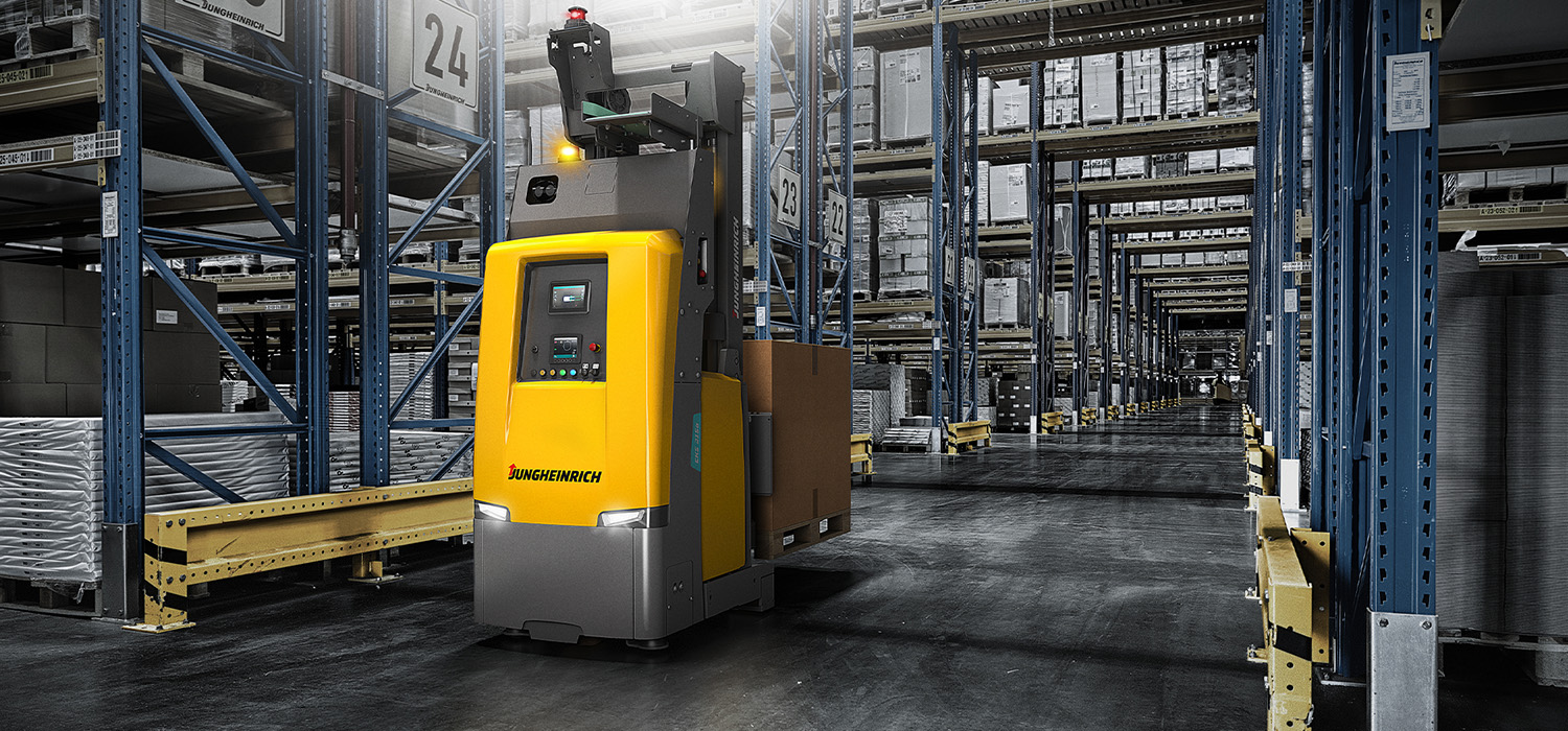 Jungheinrich automated stacker in warehouse