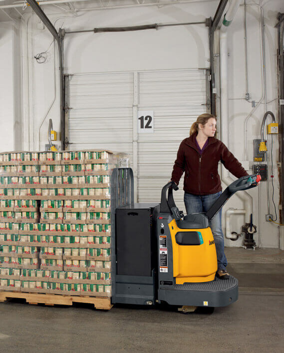 End rider forklift being driven