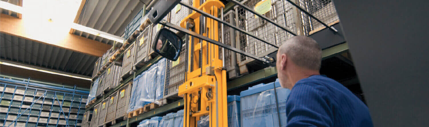 Forklift operator in training