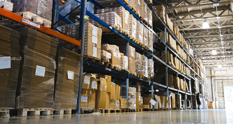 Warehouse shelving racks