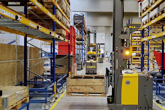 jungheinrich agv stacker in rika warehouse