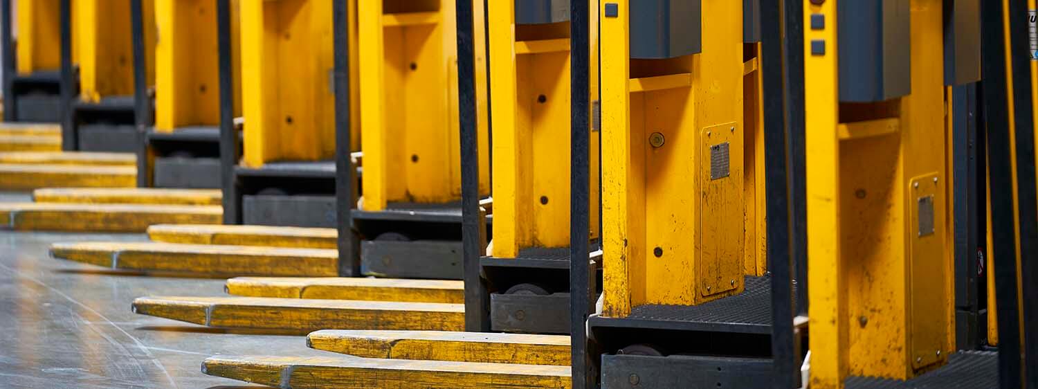 Floor Shot of Jungheinrich Pallet Truck Forks Lined Up