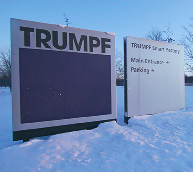trumpf smart factory sign in the snow