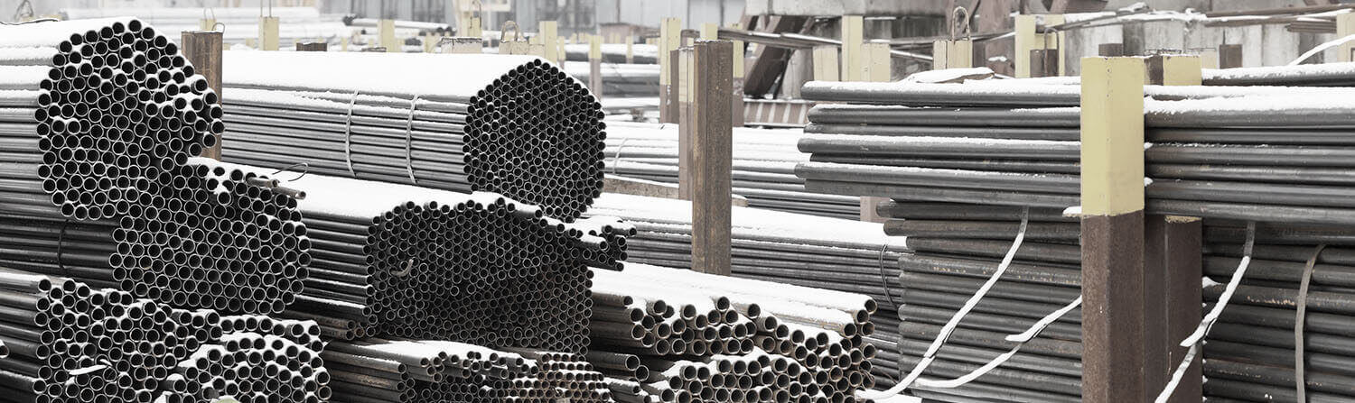 Steel Pipes Wrapped in Bundles Outside