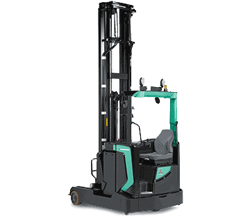 Full View of a Mitsubishi Moving Mast Reach Truck