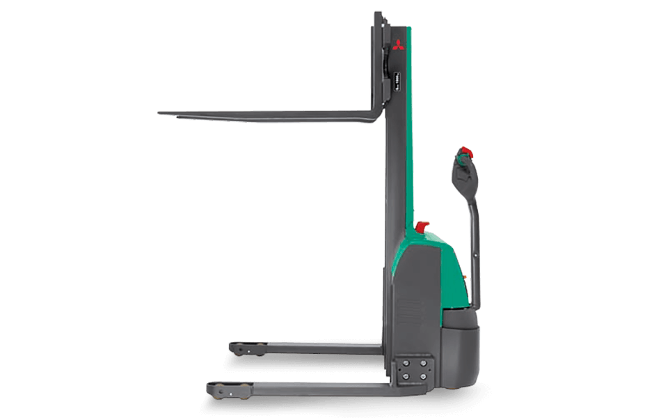 Side view of Mitsubishi electric walkie stacker