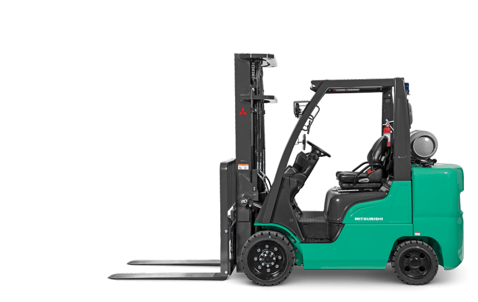 Side view of Mitsubishi IC cushion tire forklift