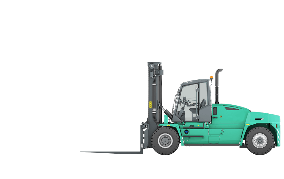 Profile View of a Mitsubishi FD100L6P Forklift