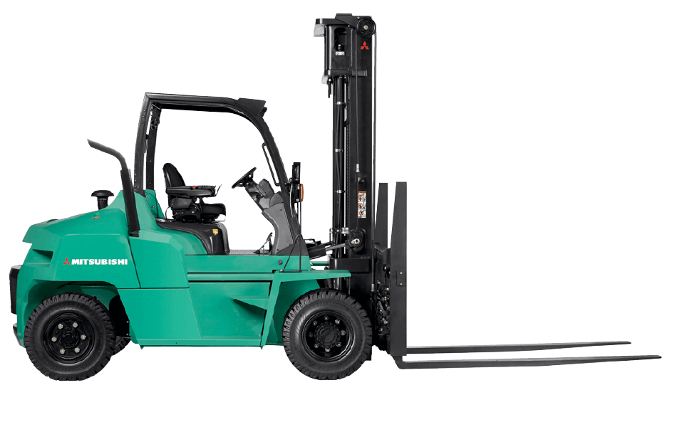 Profile View of a Mitsubishi FD70N1 Forklift