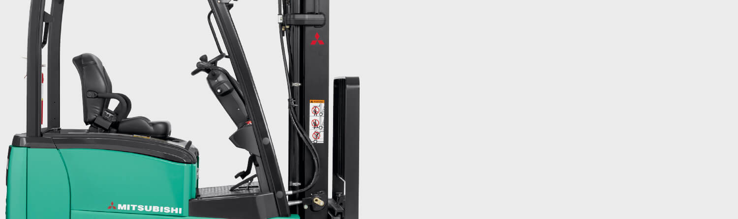 Close-up Profile View of a Mitsubishi Forklift