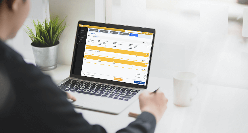 person on computer looking at forklift Repair Estimator
