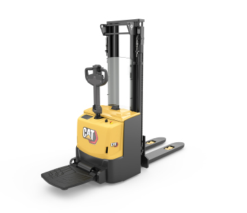 Feature image of worker pulling Cat pedestrian stacker with multiple pallets