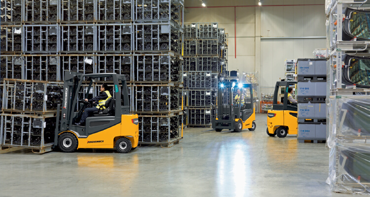 Jungheinrich Electric Forklifts in Warehouse