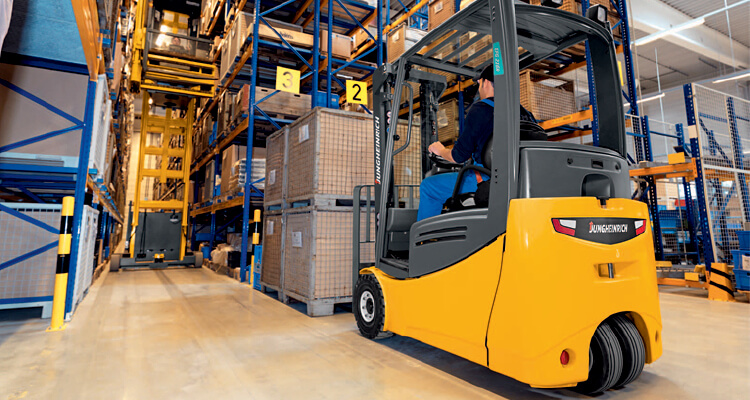 Jungheinrich EFG 215 R Forklifts in Use in a Factory