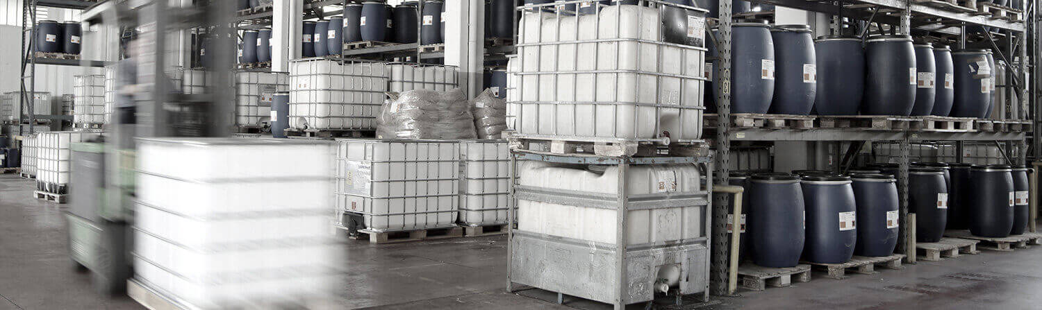 Background image of warehouse shelves with materials